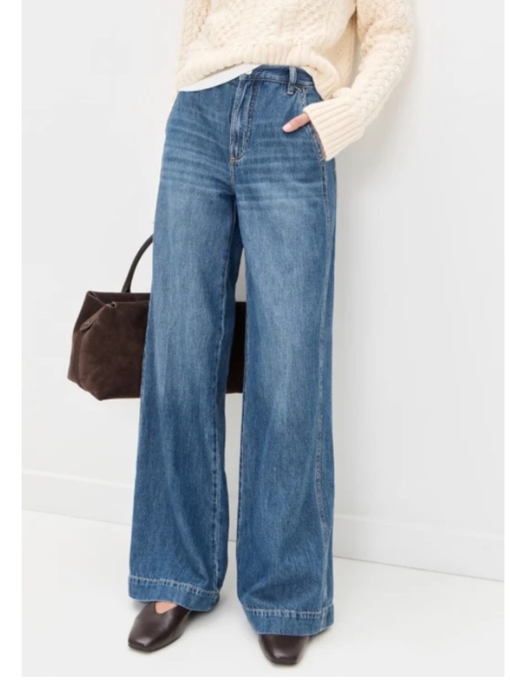 Pistola Jadyn Seamed Low Slung Palazzo Jean Cotton Blend Imagine Blue Size 27